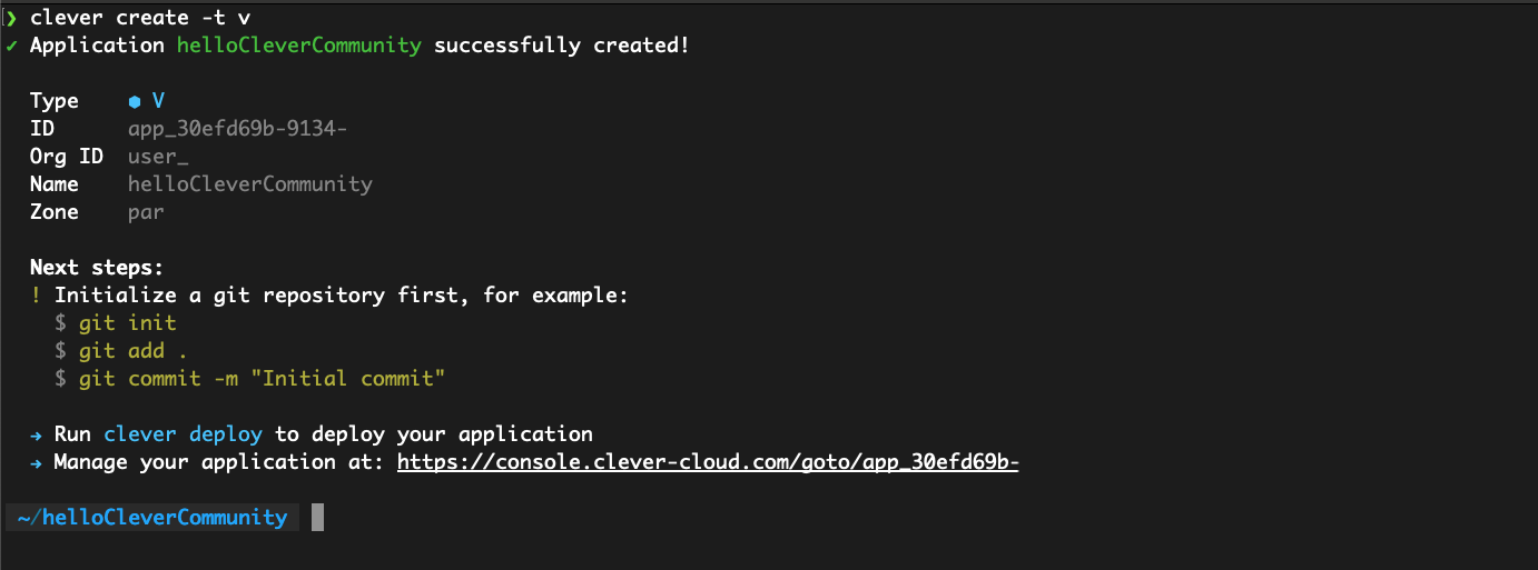 New clever create command